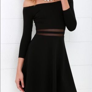 lulus yes to the mesh black off shoulder dress